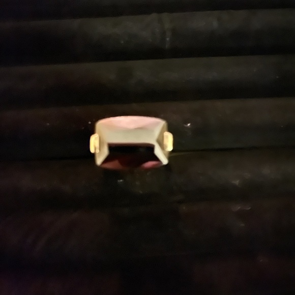 Vintage SETA Silver and Gold with Emerald Cut Dark Purple Stone Ring Size 6 - Picture 3 of 8